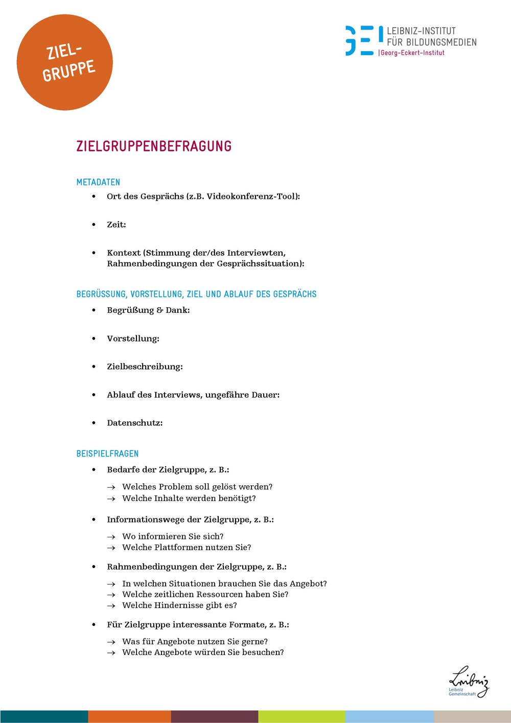 GEI_WiMa_Zielgruppenbefragung_Methode WiMa Methode Zielgruppenfindung Canvas